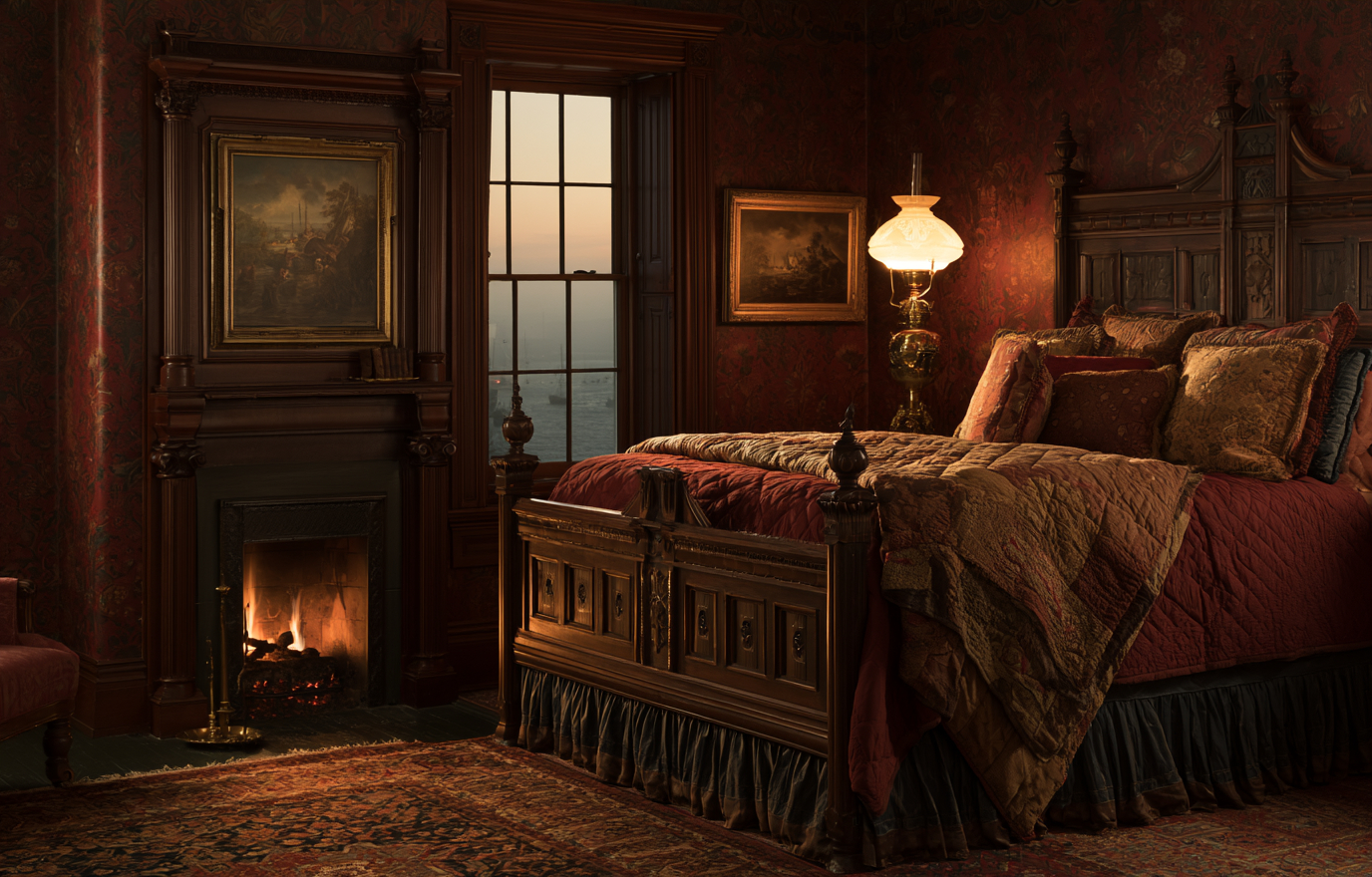 The Hearth Room with harbor view